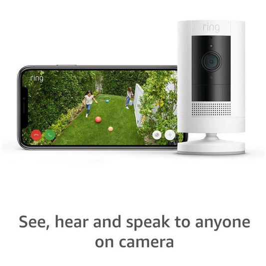 Ring Stick Up Cam Battery by Amazon | HD Outdoor Wireless Home Security Camera System with Two-Way Talk, White | Works with Alexa